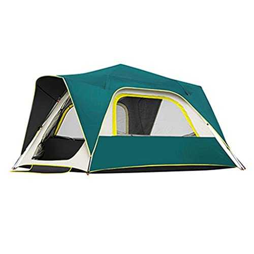 BPHUI Camping Tent Vinyl Sunscreen Camping Tent Double Rainproof Tourist Tent 4 5 Person Pop Up for Hiking Mountaineering Lightweight Easy Set Up (Color : Green, Size : 4 person)