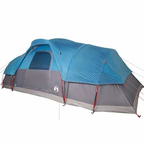 vidaXL Family Dome Tent - 11-Person, Blue, Waterproof, Easy Setup with Mesh Ventilation & E-Port, PU-Coated Polyester, 560x292x190cm for Camping