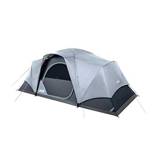 Coleman Skydome Camping Tent with LED Lights, Weatherproof 4/8 Person Family Tent Includes Pre-Attached Poles, Rainfly, Carry Bag, Ventilation and LED Lighting System, Sets Up in 5 Minutes