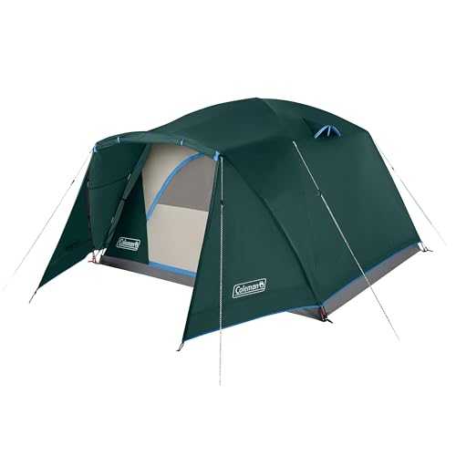 Coleman Skydome Tent with Full-Fly Weather Vestibule, 4/6 Person Weatherproof Tent Sets Up in 5 Mins, Rainfly & Carry Bag Included, 20% More Headroom Than Traditional Tents