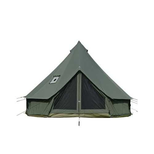 WaldZimmer Canvas Bell Tent 10ft Green with Stove Jack and Zipped Removable Floor, Luxury Outdoor Glamping Yurt Cotton Tent for Family Truck Car Camping Hunting Party