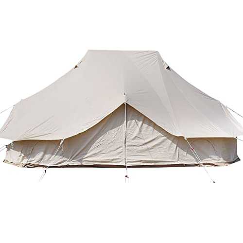 DEKIMOW 320G Cotton Cloth Bell Tent, Outdoor Waterproof Yurt Bell Tent, Family Glamping Tents, 4 Season Outdoor Camping Tent, Three Doors and Six Windows, UPF50 UV Resistant
