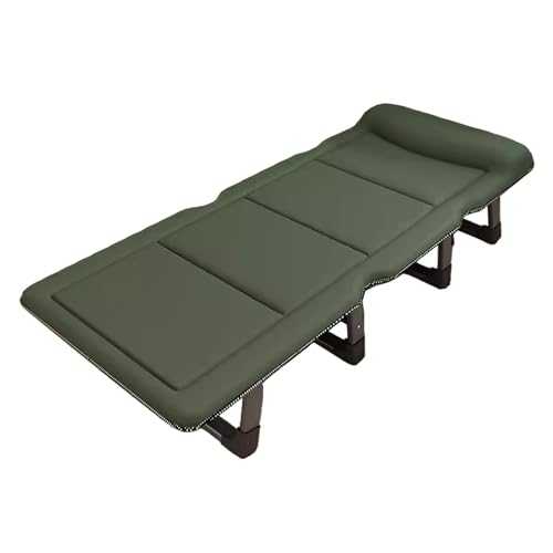 WXQZHF Folding bed Foldable Bed with Mattress Queen Camping Cot 4 Positions Adjustable Reclining Folding Camping Cot Sleeping Bed Cots for Adults Outdoor Portable Chaise(Green,190 * 68 * 30cm)