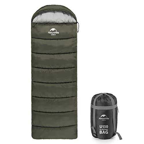 Naturehike Hooded Sleeping Bag 4 Season Warm & Cool Weather - Ultralight Lightweight Envelope Compact Outdoor Camping Cotton Sleeping Bag with compression bag