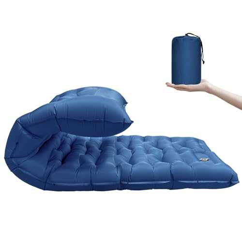 Sleeping Pad, 6 Inch Sleeping Mat Camping Self Inflating Sleeping Pad for Camping with Pillow Built-in Foot Pump, Ultralight Sleeping Pad Backpacking for Travel Hiking Tent Outdoor Adventure Camp Gear