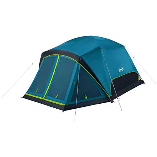 Coleman Skydome Camping Tent with Dark Room Technology and Screened Porch, Weatherproof 4/6 Person Tent Blocks 90% of Sunlight, Sets Up in 5 Minutes, and includes Extra Storage/Sleeping Place