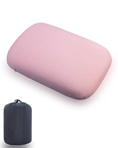 Camping Pillow Small Travel Pillow Memory Foam Bed Pillow Lightweight Easy to Carry Portable Cooling Home Small Pillow Removable Pillow Cover with Travel Storage Bag(Pink)