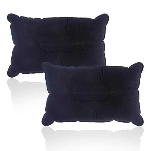 SMCEHEYA 2 Pcs Inflatable Travel Pillows 34 x 22cm Air-Filled Rectangular Floor Pillows for Camping, Fishing, Travel & Home Comfort