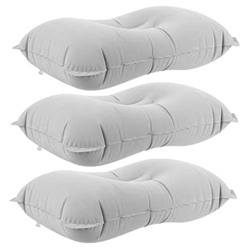 3Pcs Ergonomic Inflatable Pillow Set for Outdoor Camping Travel Compact Inflating Pillow for Comfortable Sleep Ideal for Hiking Beach and Home Use Grey Size