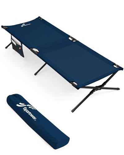 Sportneer Camp Beds for Adults, 78.3 * 28.7" Portable Camping Bed Support 330lbs with Carry Bag, Camping Cot for Tent Traveling Fishing (Blue)