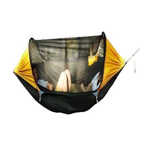 Hammock Outdoor Double Aluminum Pole Anti-mosquito Anti-rollover Extra-wide Hammock Outdoor Swing Single Three-person Camping Hammock Lightweight(Black)