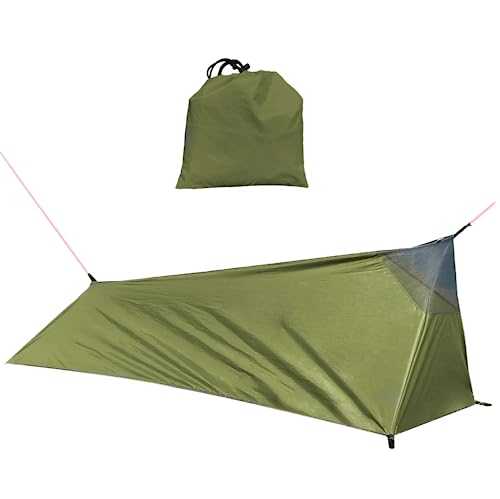 500 g Camping Tent, Ultralight, 1 Person Tent, Green, 220 x 70 x 60/35 cm, Practical Pop-Up Tent for Trekking, Camping, Backpacking, Travel, Adventure and Camping Trips with Mosquito Net