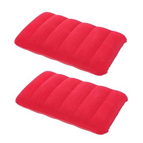 TOYANDONA 2 Pcs Ergonomic PVC Flocking Inflatable Waist Cushion for Outdoor Travel Camping Office Use Nap Pillow for Comfort Red
