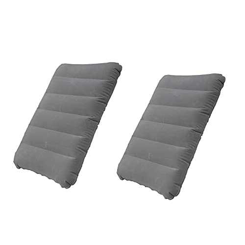 2 Pcs Ultralight Inflatable Camping Pillow Squared Flocked Fabric Air Pillow for Hiking,Camping,Traveling,Napping,Desk Rest,Neck Lumbar Support