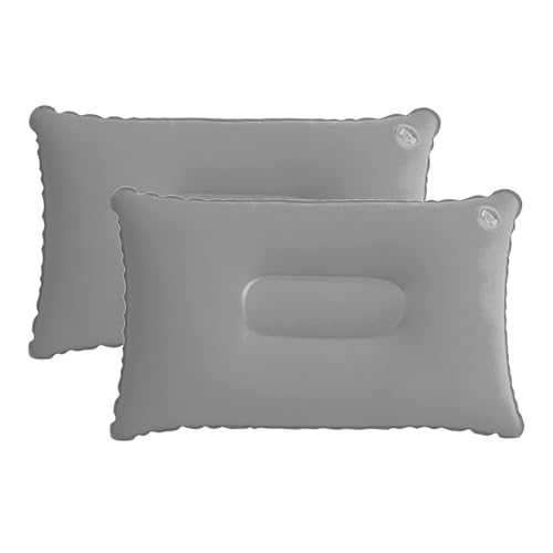 ZEACCT 2 Pcs Inflatable Pillows, Portable Inflatable Pillow, Multi-Function Adjustable Heights Travel Pillow, Flocked Inflatable Pillows, for Travel, Camping, Outdoors, Fishing - Gray