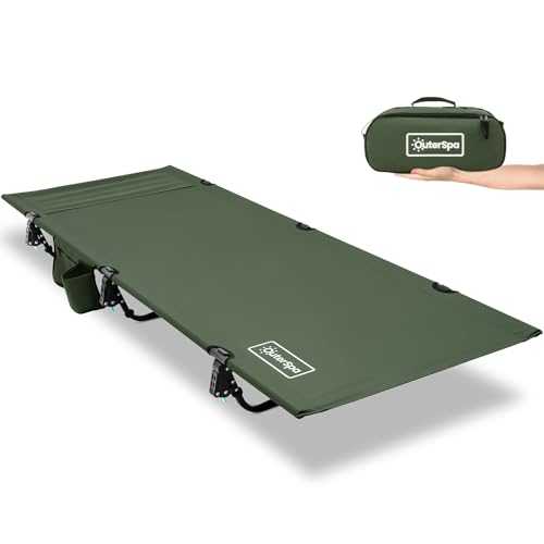 OuterSpa Portable Camping Cot, Sleeping Cots for Adults, Ultralight Backpacking Cot, Compact, Collapsible, Easy Set-Up, Supports 500lbs, Portable Camp Cot for Adults, Camping, Outdoors and Home, Green