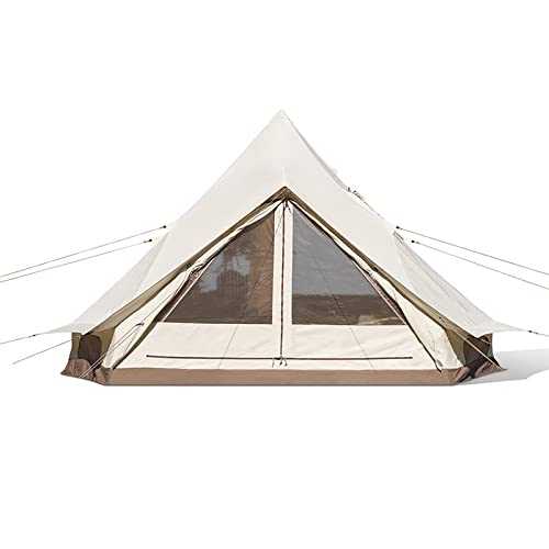 Outdoor Cotton Canvas Tent, Luxury Yurt Tents, Waterproof Large Tents with Sturdy Center & Door Pole and Space for 5~6 Person All 4 Season Camping Yurt Style Tent