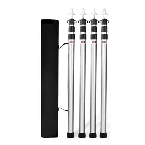 GSHUPIOU Telescopic Tarp Poles，Adjustable Tent Poles 4Pcs Aluminum Alloy Lightweight And Strong Adjustable Length Easy To Install Comes with Storage Bag(Onecolor)
