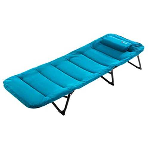 LMJ Folding bed Ultralight Aviation Aluminum Folding Camping Cot, Sleeping Bed, Tent Cot, with Pillow, Carry Bag & Storage Bag, Extra Wide Sturdy Portable (Color : Blue)