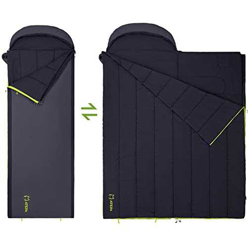 ATEPA 3-in-1 XL Adjustable Temperature Sleeping Bag, Multipurpose Oversize Single/Double Lightweight 3 Season Sleeping Bag for Adult, Big Tall Man, Camping, Backpacking, Hiking, 87x31in, Black