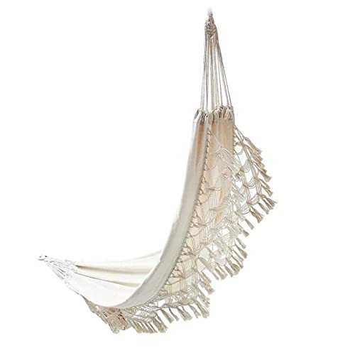 KRXSOBNV, 260cm×140cm Boho, Macrame, Outdoor Cotton, Load Capacity 250 kg, with Cord & Storage Bag, for 2 People, Outdoor Garden,Hammock