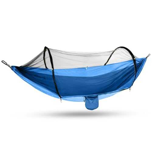LISHAOHU Camping Hammock,tree Hammock,With Mosquito Net, Double Nylon Camping Pole Mosquito Net For Outdoor Camping Accessories(Sapphire blue)