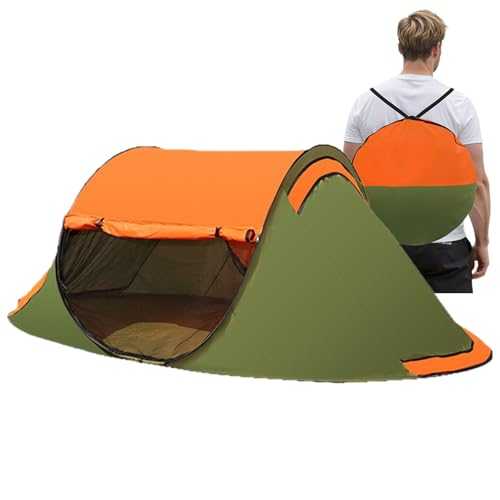 Camping Tent, Color-Block Outdoor Shelter, Gnat-Proof Mesh Tent, Spacious 3-4 Person Travel Cabin for Beach, Backpacking, Fishing, Hiking, Hunting, Backyard, Picnic, Adventure