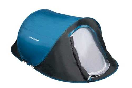 Dunlop Zelte Pop-up, Kuppelzelt Camping Outdoor Zelt, Blau/Grau - 1-2 Personen