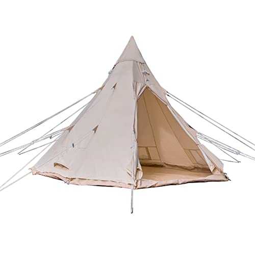 Outdoor 3-4 Person Pyramid Tents,4M/13ft Cotton Canvas Large Adult Teepee Pagoda Tent,Easy Setup Camping Tent Tipi Family Tent Family Camping,Picnic