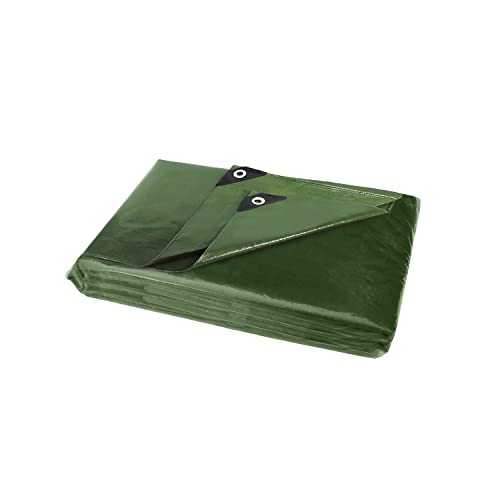 ANSIO Tarpaulin Waterproof Heavy Duty Sheet 2m x 3m / 6.5ft x 10ft Premium Grade Tarpaulin 200g/m² - Green