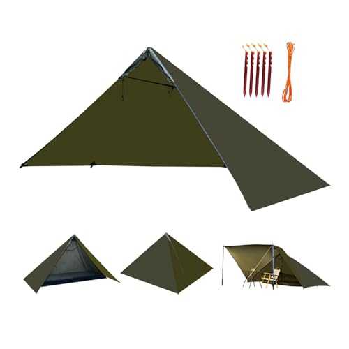 onewind Ultralight Shelter and Inner Tent, Camping Survival Shelter Set Emergency Shelter and Inner Mesh, Ripstop Silnylon Shelter with Mesh Tent for Camping Hiking, Backpacking