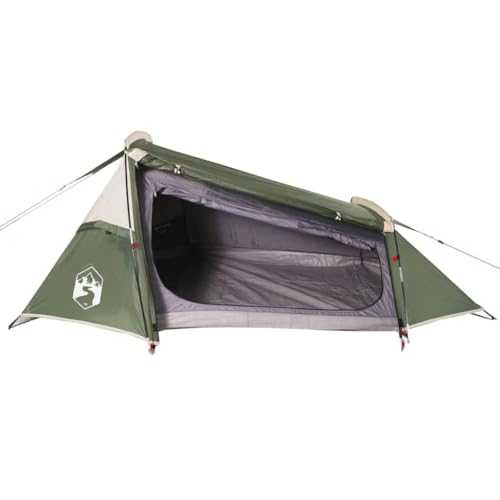 vidaXL Waterproof 2-Person Camping Tunnel Tent - Green with PU-Coated Polyester, Mesh Ventilation, Detachable Rainfly, Lightweight & Portable for Outdoor Adventures