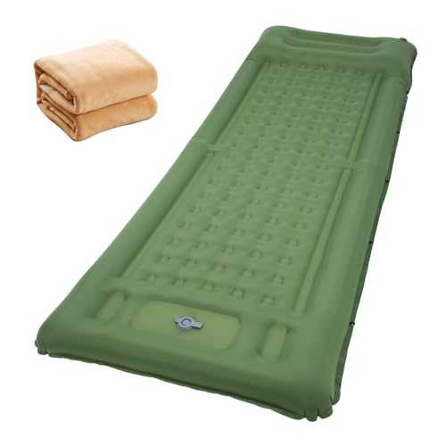 Fiskr Self Inflating Sleeping Pad for Camping, 77"x 28"x 5" Extra Thick Ultralight Sleeping Mat with Built-in Pump, Air Mattresses for Camping Backpacking Hiking Tent(Green)