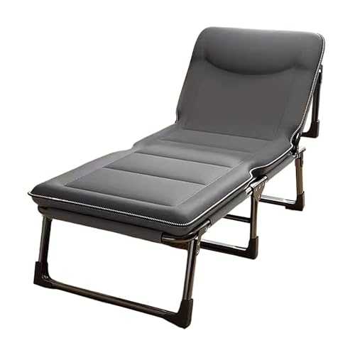 GAOXIONG Folding bed Folding Bed with Mattress for Adults 4 speed Backrest Adjustment Camping Cot for Adults with 3D Headrest Camping Bed Spare Guest Bed(Gray D,190 * 70 * 30cm)