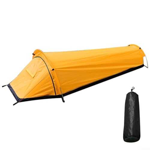 Hiking and Camping Ultralight Tent for One Person Compact Design with Breathable Mesh Opening (yellow)