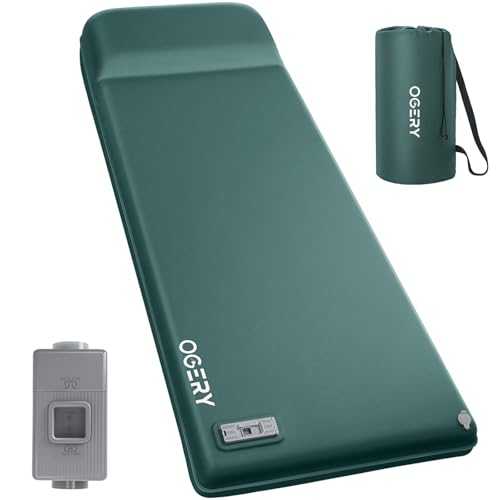 OGERY Self Inflating Sleeping Pad with Electric Pump, 3.15" Ultra-Thick Memory Foam Camping Pad, 4 Season Camping Mattress Pad with Built-in Pillow, Camping Essentials Gear for Tent Travel Car