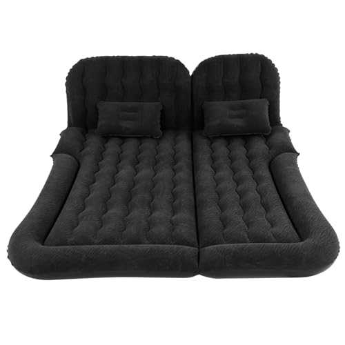 Leapiture 174 x 126cm Car Mattress 2in1 Multifunction Inflatable Travel Mattress PVC Flocking Sleeping Rest Cushion for Car SUV (Black)