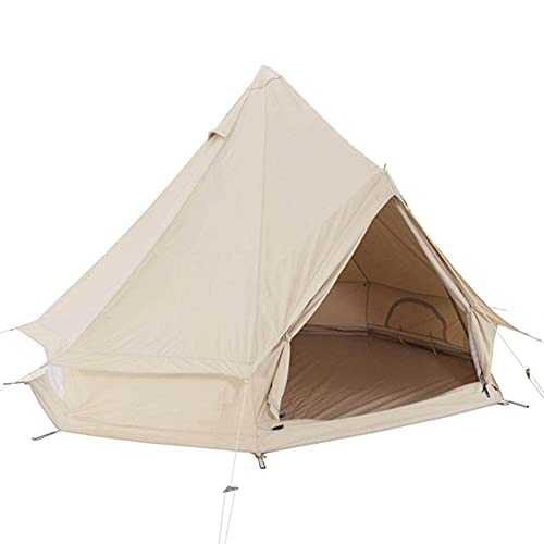 Large Family Camping Bell Tent 4 Season Waterproof Canvas Teepee with Double Layers for Outdoor Hunting and Adventure