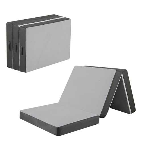 MeMoreCool Tri Fold Mattress 190x90cm, Single, 10cm Thick Foam Foldable Futon Mattress with Washable Cover, Portable Floor Guest Sleeping Mat for Travel, Camping, Grey