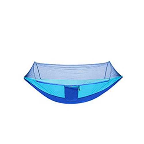 Portable Camping Hammock with Net – Lightweight Parachute Swing for Outdoor Adventures Pop Up Design Ideal for Sleeping & Relaxing (Blue)