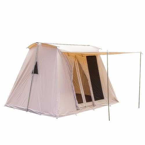 Classic Jack Waterproof Cotton Canvas 4 Seasons Outdoor Family Camping Cabin Tent with Awning Mesh and Extra Wide Doors