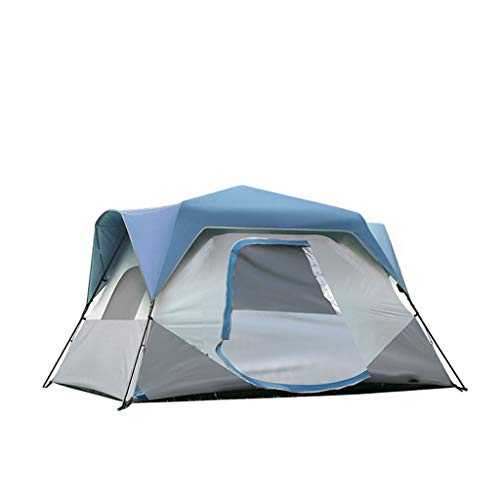 Camping Tent Semi-automatic Pop Up Camping Tent 6 8 Person with 1 Door&3 Mesh Windows Instant Tent for Outdoor Hiking Lightweight Easy Set Up (Color : Blue, Size : 6 person)