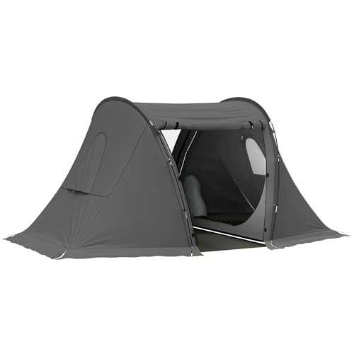 Outsunny 3 Man Camping Tent with Living Area and 2 Bedrooms, 3000mm Waterproof Family Tent with Sewn-in Groundsheet, Portable Dome Tent with Bag for Festival, Backpacking, Hiking