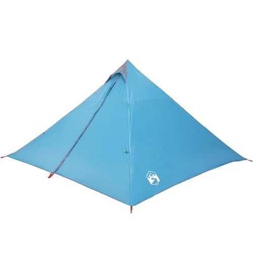 vidaXL 7-Person Tipi Family Tent - Blue Waterproof Camping Shelter with PU Coating, Lightweight Fibreglass Poles, Easy Assembly, Spacious & Portable