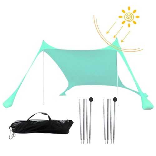 Beach Tent Sun Shelter - Pop Up Beach Tent | UPF 50+ Protection Shade Beach Tent | 4-8 Persons Pop Up Beach Tent Canopy With 4 Sandbags | Camping Beach Shade For Camping, Family Vacation