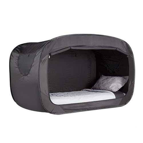 Privacy Pop Bed Tent with Totally Enclosed Design Blackout for Better Sleep for Student Dormitory and Outdoor Use (Black)