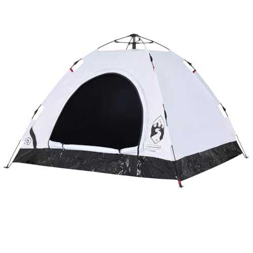 vidaXL 3-Person Dome Camping Tent with Blackout Fabric, Quick Setup, Waterproof Coating, Ventilation, and Portable Design, White