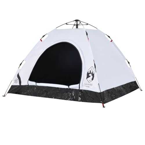 vidaXL 3-Person Dome Camping Tent with Blackout Fabric, Quick Setup, Waterproof Coating, Ventilation, and Portable Design, White