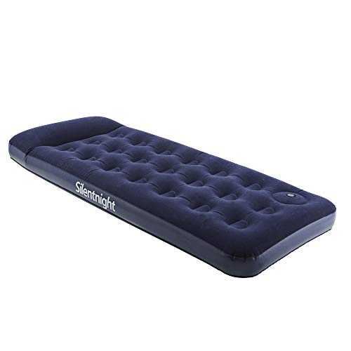 Silentnight Deluxe Single Airbed - Blow Up Inflatable Camping Air Mattress with Built-in Foot Pump for Camping, Caravans and Guest Rooms - Camping Air Bed for Adults and Kids - Single, Blue