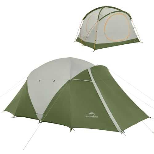Naturehike KOTA 4/6 Person Large Family Tent Double Layer Camping Tent with Vestibule and Large Mesh Windows, 210T Polyester PU Coating Waterproof 3000mm+ for Car Camping Trips and Beach Holidays